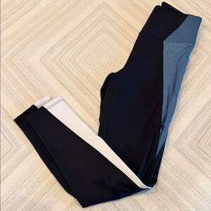 Heroine Sport Black White Blue Colorblock High Waist Leggings Size Small